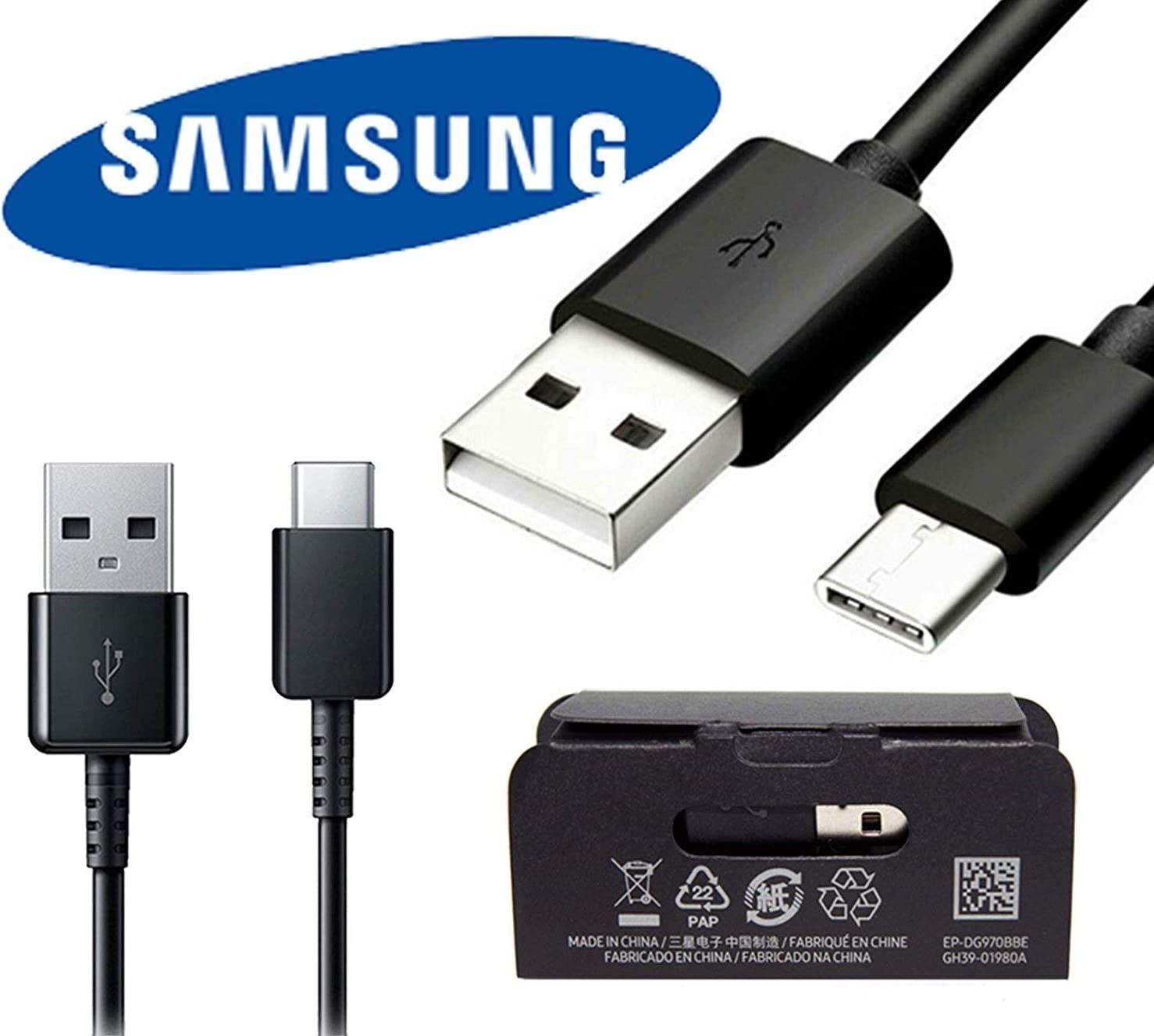 ᐅ • Snellader Samsung A40 USB-C 2A 120 CM - Origineel - Zwart | bij GSMOplader.nl
