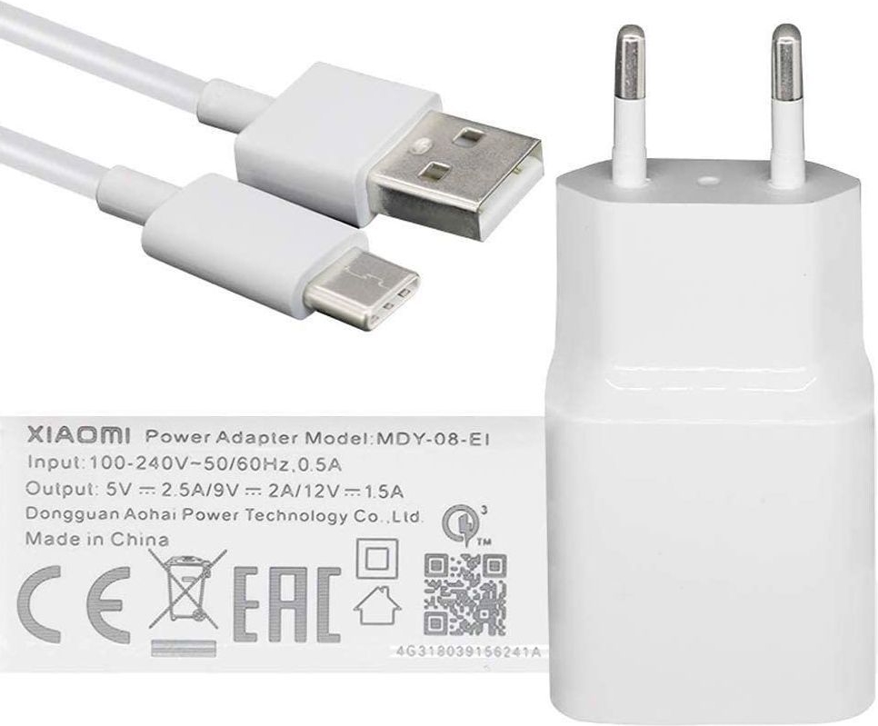 ᐅ • Snellader Xiaomi Mi USB-C 2 Ampere 100 CM - Origineel Wit | Eenvoudig bij GSMOplader.nl