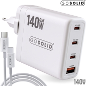 GO SOLID! USB-C 140W Snellader GaN2 - 4 Poorten USB-C/USB-A - wit
