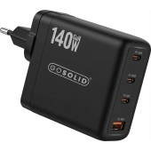 GO SOLID! USB-C 140W Snellader GaN2 - 4 Poorten USB-C/USB-A - Zwart